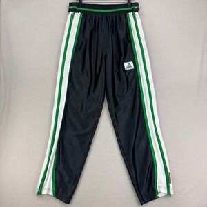 adidas Equipment Basketball Pants Medium Dazzle Shimmer Black/Green Zip-Away Y2K